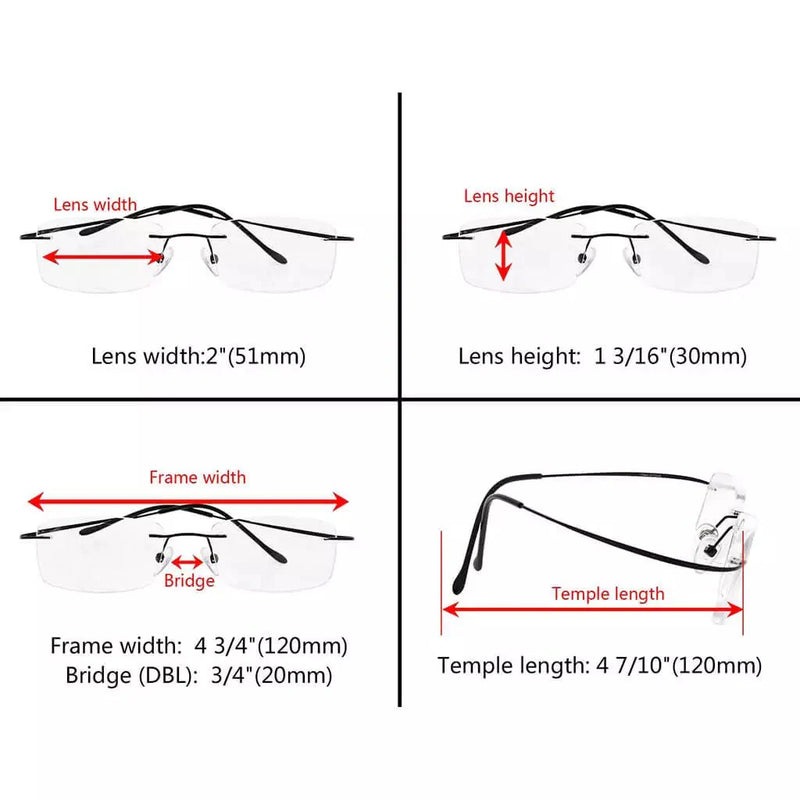 eyekeeper.com Titanium Rimless Reading Glasses R1508 Eyeglasses White Smoke Black / without magnification,Black / +0.50,Black / +0.75,Black / +1.00,Black / +1.25,Black / +1.50,Black / +1.75,Black / +2.00,Black / +2.25,Black / +2.50,Black / +2.75,Black / +3.00,Blue / without magnification,Blue / +0.50,Blue / +0.75,Blue / +1.00,Blu