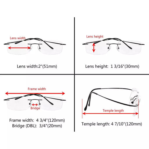 eyekeeper.com Titanium Rimless Reading Glasses R1508 Eyeglasses White Smoke Black / without magnification,Black / +0.50,Black / +0.75,Black / +1.00,Black / +1.25,Black / +1.50,Black / +1.75,Black / +2.00,Black / +2.25,Black / +2.50,Black / +2.75,Black / +3.00,Blue / without magnification,Blue / +0.50,Blue / +0.75,Blue / +1.00,Blu