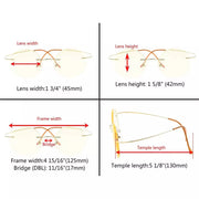 eyekeeper.com Titanium Rimless Round Reading Glasses Circle Readers R15026 Eyeglasses White Smoke Black / without magnification,Black / +0.50,Black / +0.75,Black / +1.00,Black / +1.25,Black / +1.50,Black / +1.75,Black / +2.00,Black / +2.25,Black / +2.50,Black / +2.75,Black / +3.00,Grey Lens / without magnification,Grey Lens / +0.50,Grey Lens / +0.75,G