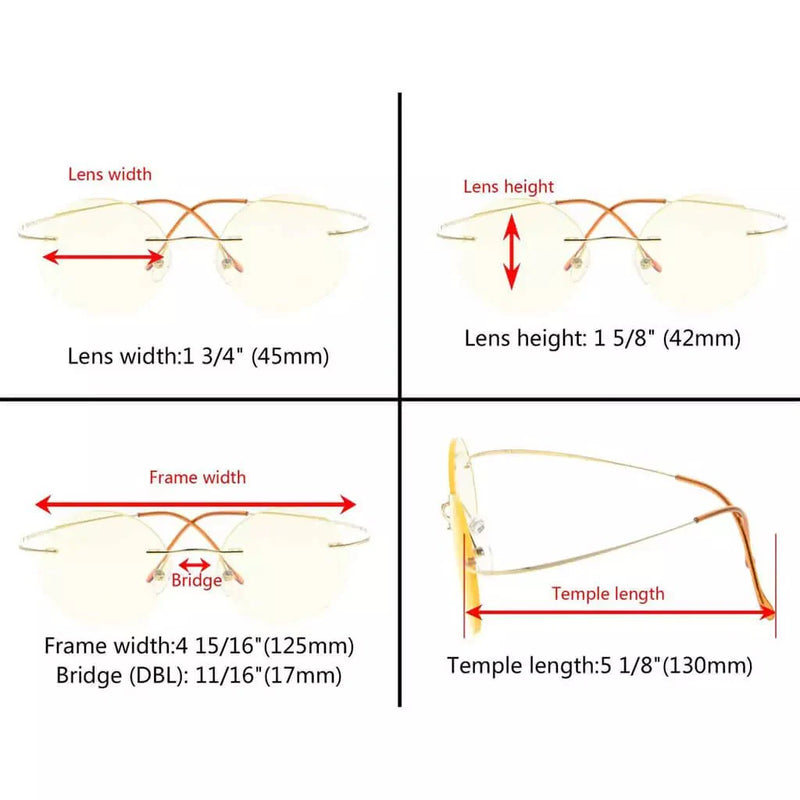 eyekeeper.com Titanium Rimless Round Reading Glasses Circle Readers R15026 Eyeglasses White Smoke Black / without magnification,Black / +0.50,Black / +0.75,Black / +1.00,Black / +1.25,Black / +1.50,Black / +1.75,Black / +2.00,Black / +2.25,Black / +2.50,Black / +2.75,Black / +3.00,Grey Lens / without magnification,Grey Lens / +0.50,Grey Lens / +0.75,G