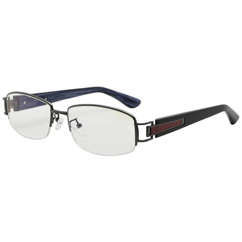 eyekeeper.com Titanium Semi-rimless Eyeglasses Blue Light Filter 002B Eyeglasses White Smoke Gunmetal / without magnification