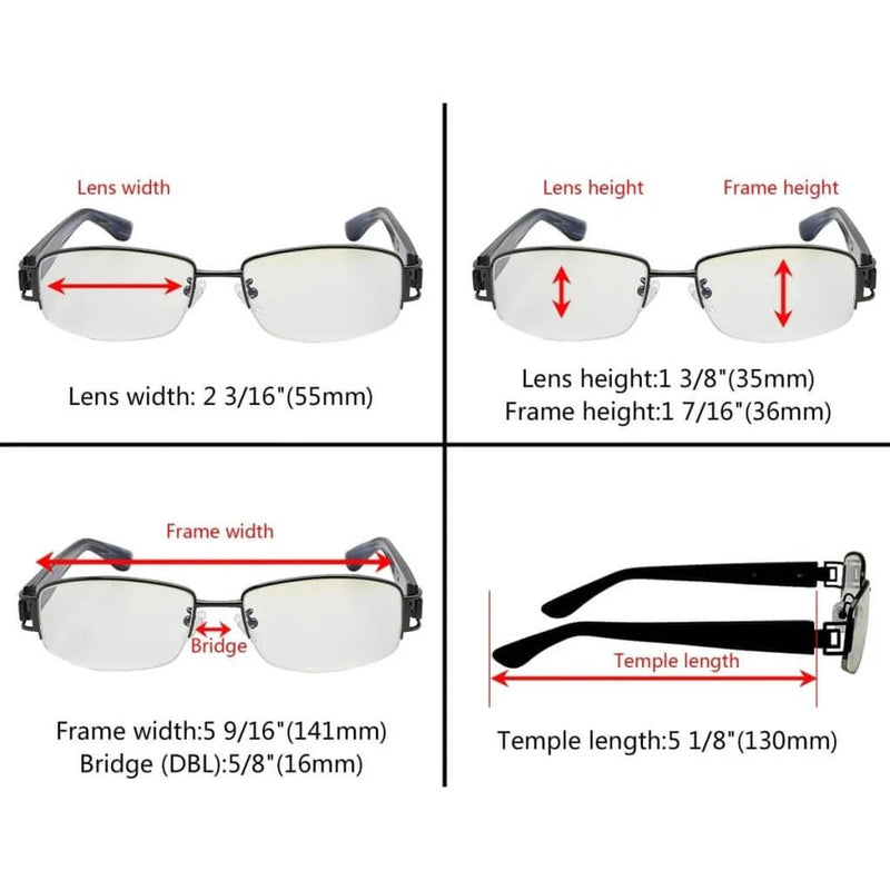 eyekeeper.com Titanium Semi-rimless Eyeglasses Blue Light Filter 002B Eyeglasses White Smoke Black / without magnification,Gunmetal / without magnification