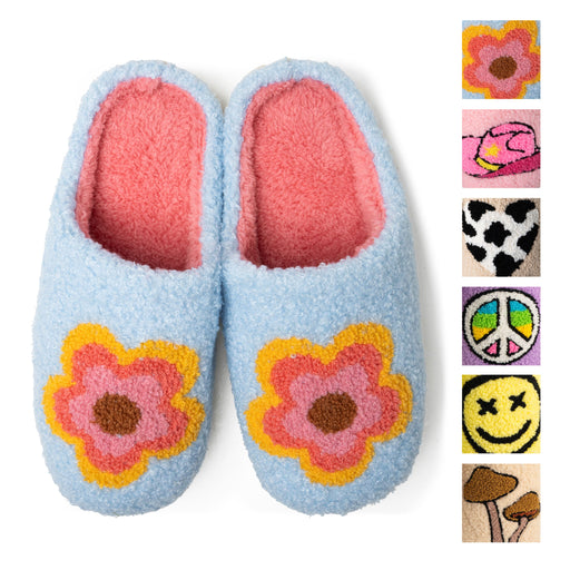 VIP Extensions Two Left Feet Lounge Out Loud Fuzzy Slipper Slides Slippers White Smoke