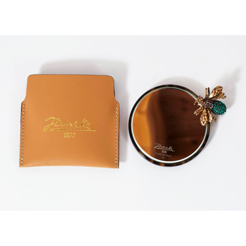 KOH-I-NOOR Beauty USA Janeke Tokyo Compact Mirror with Leather Case – Portable Purse Mirror Mirror White Smoke