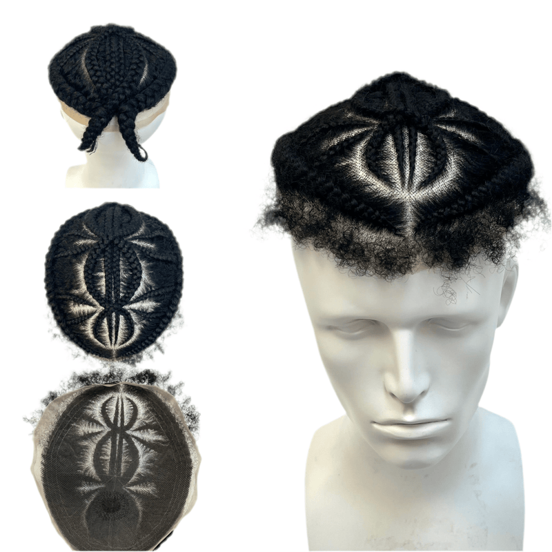 VIP Extensions VIP Extensions Full Lace Toupee, 100% Human Hair Wig White Smoke Braid Style 1