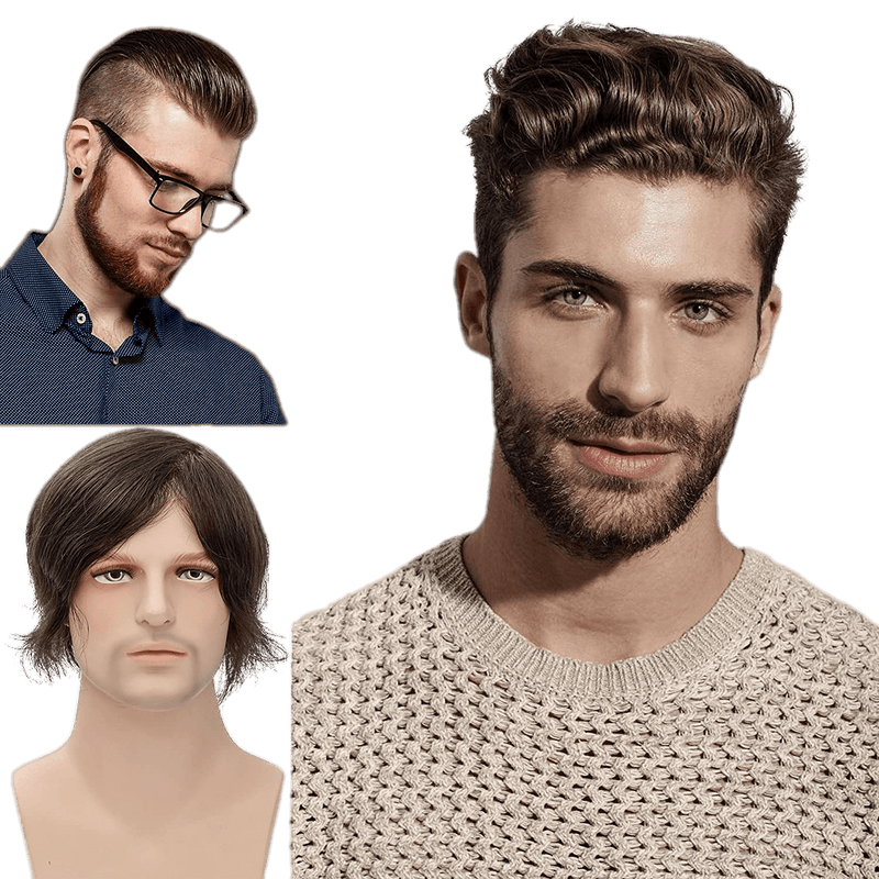 VIP Extensions VIP Extensions Full Lace Toupee, 100% Human Hair Wig Black 4 Medium Brown