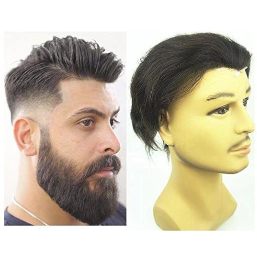 VIP Extensions VIP Extensions Men's PU Skin Toupee, 100% Human Hair Wig Tan 1,1B - Off Black,2 - Dark Brown,4 - Light Brown,1B40,GRAY,613,1B20,1B80