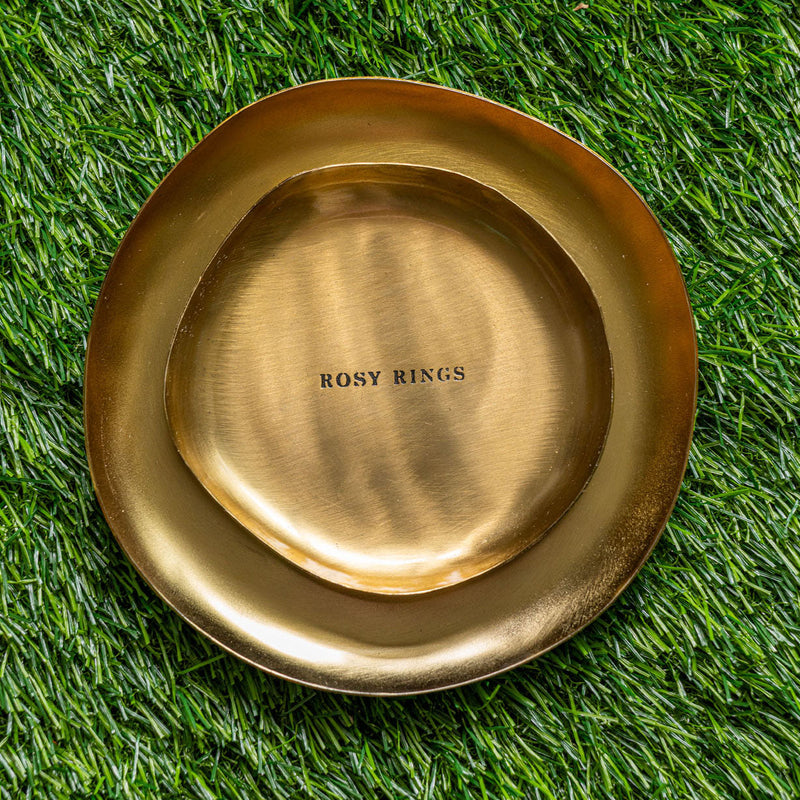 Rosy Rings Gold Trinket Tray Candles Dark Olive Green