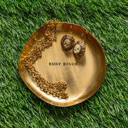 Rosy Rings Gold Trinket Tray Candles Dark Olive Green