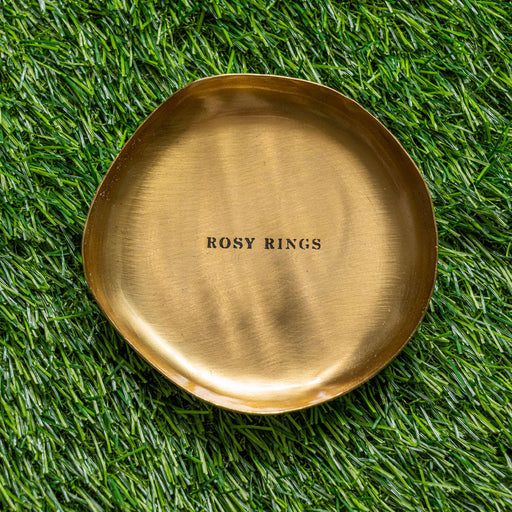 Rosy Rings Gold Trinket Tray Candles Dark Olive Green