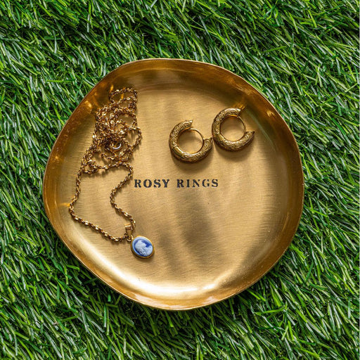 Rosy Rings Gold Trinket Tray Candles Dark Olive Green