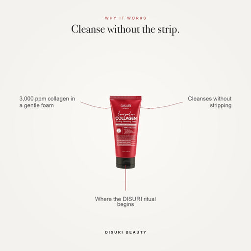 DISURI BEAUTY DISURI Triple Collagen Firming Foam - Korean Anti-Aging Cleanser with 3,000ppm Collagen Complex White Smoke