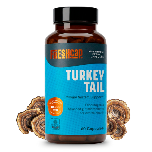 FreshCap Mushrooms Organic Turkey Tail Mushroom Capsules Capsules Black 60 Capsules