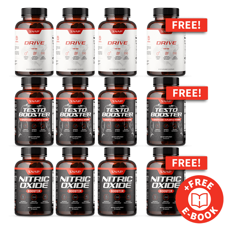 Snap Supplements Ultimate Male Drive Stack + Free E-Book Black