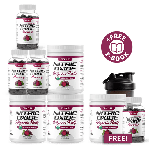 Snap Supplements Ultimate NO2 Beets Stack + Free Shaker + Free E-Book Black
