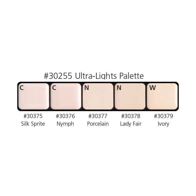 Graftobian Make-Up Company Glamour Crème™ Ultra HD Foundation Palettes Antique White Warm #1,Warm #2,Warm #3,Neutral #1,Neutral #2,Neutral #3,Cool #1,Cool #2,Ultra-Lights