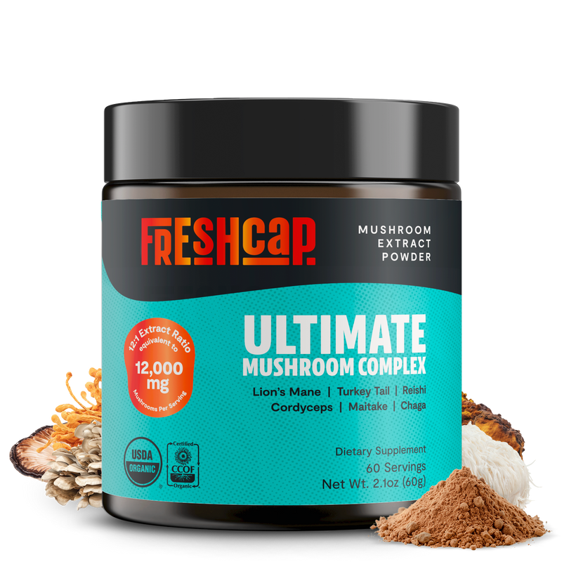 FreshCap Mushrooms Organic Mushroom Extract Powder Blend Powder Black