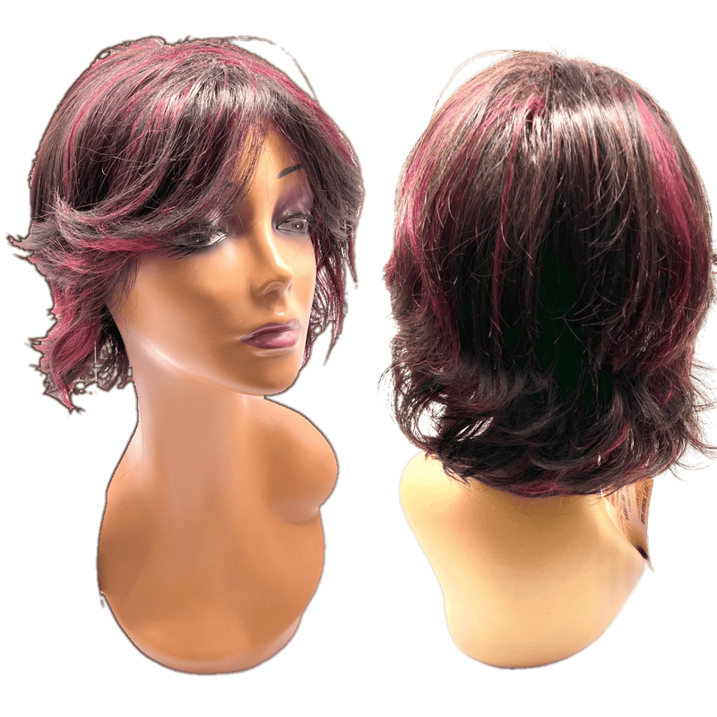 VIP Extensions Unique's 100% Human Hair Full Wig / Style "R" Wig Black F1B/BURG