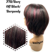 VIP Extensions Unique's 100% Human Hair Full Wig / Style "T" Wig White Smoke F1B/BURG Off Black/ Burgundy