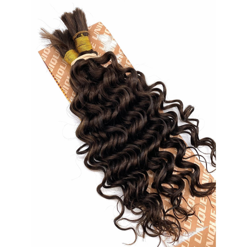 VIP Extensions Unique's Human Hair New Deep Bulk 14'' Hair Extension White Smoke 14" / 4 - Medium Brown