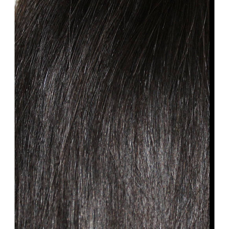 VIP Extensions Unique's Human Hair Perm Straight 18 Inch Hair Extension Dark Slate Gray 1B Off Black
