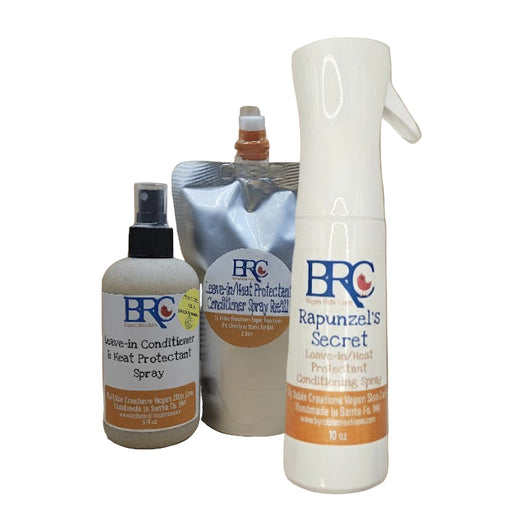 By Robin Creations Leave-In Conditioner Spray & Heat Protectant Hair Loss Treatments White Smoke 8oz Biodegradable Bottle,10oz Plastic Flairosol Bottle,8.5oz Refill Pouch