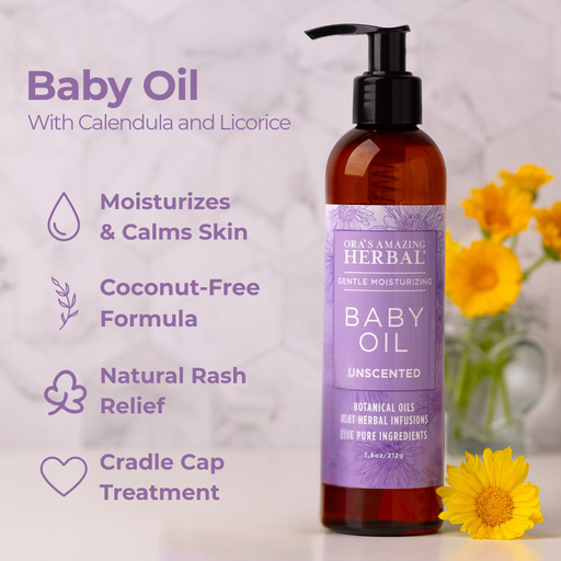 Ora's Amazing Herbal Baby Oil with Calendula and Licorice Light Gray 7.5 oz,2 oz