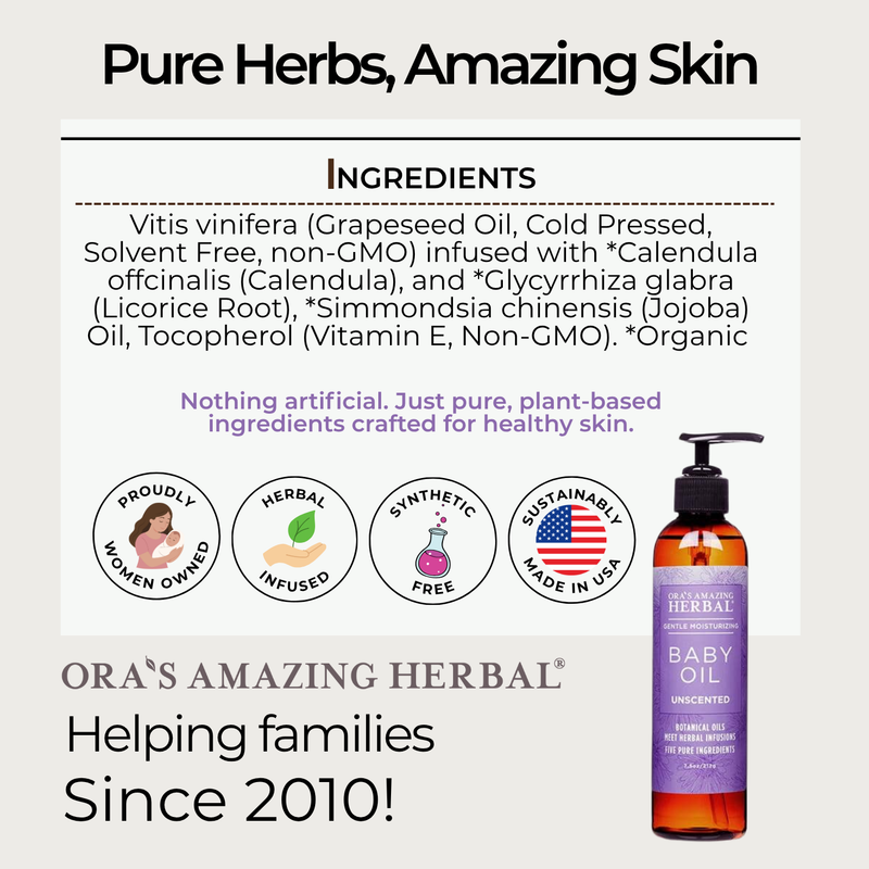 Ora's Amazing Herbal Baby Oil with Calendula and Licorice White Smoke 7.5 oz,2 oz