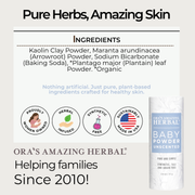 Ora's Amazing Herbal Talc Free Baby Powder, Unscented, Corn Free White Smoke Full Size 2.5 oz,Travel 3 Pack (0.5 oz x 3)