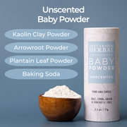 Ora's Amazing Herbal Talc Free Baby Powder, Unscented, Corn Free Slate Gray Full Size 2.5 oz,Travel 3 Pack (0.5 oz x 3)