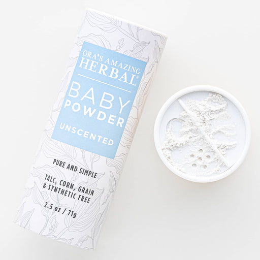 Ora's Amazing Herbal Talc Free Baby Powder, Unscented, Corn Free White Smoke Full Size 2.5 oz,Travel 3 Pack (0.5 oz x 3)