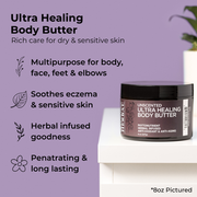 Ora's Amazing Herbal Ultra Healing Body Butter, Unscented Dark Gray 1 oz Mini,2 oz Travel,8 oz