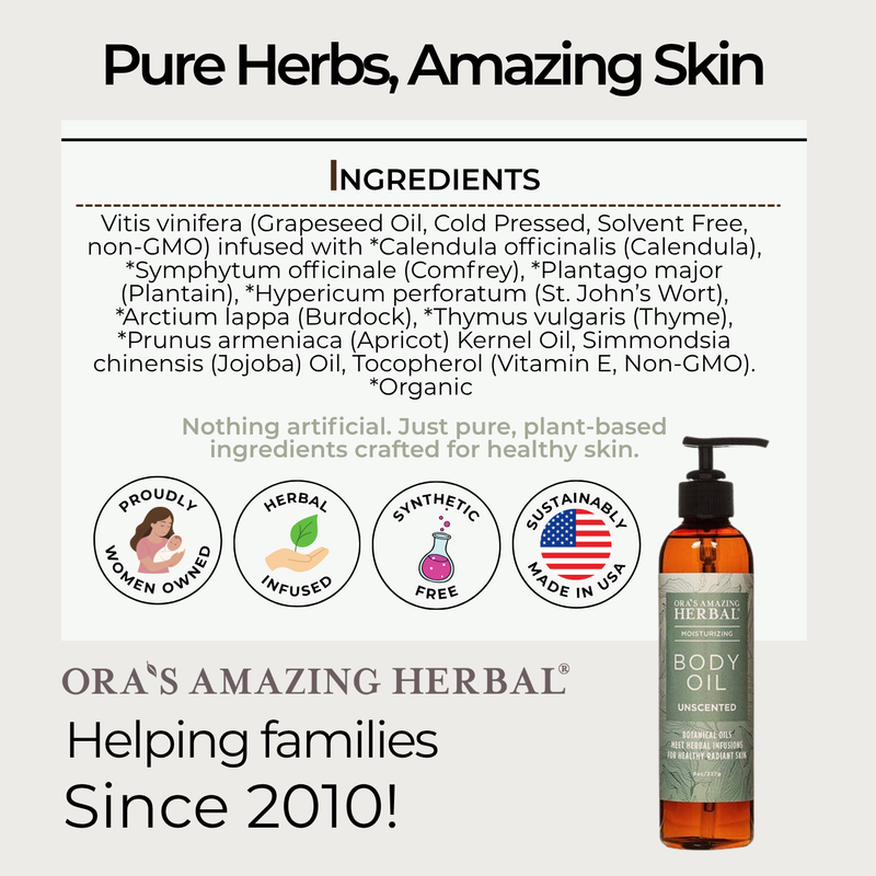 Ora's Amazing Herbal Unscented Body & Facial Cleansing Oil Body Oil White Smoke 7.5 oz,2 oz