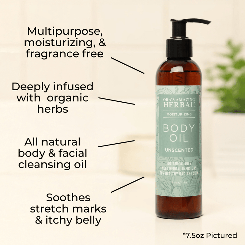 Ora's Amazing Herbal Unscented Body & Facial Cleansing Oil Body Oil Antique White 7.5 oz,2 oz