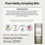 Ora's Amazing Herbal Talc Free Body Powder, Unscented Body Powder White Smoke