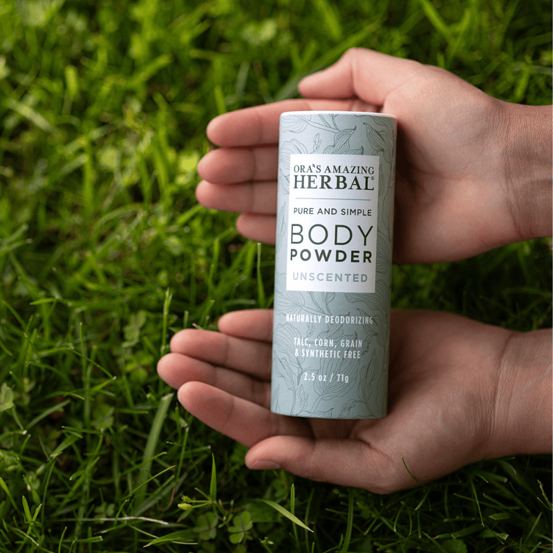 Ora's Amazing Herbal Talc Free Body Powder, Unscented Body Powder Dark Green