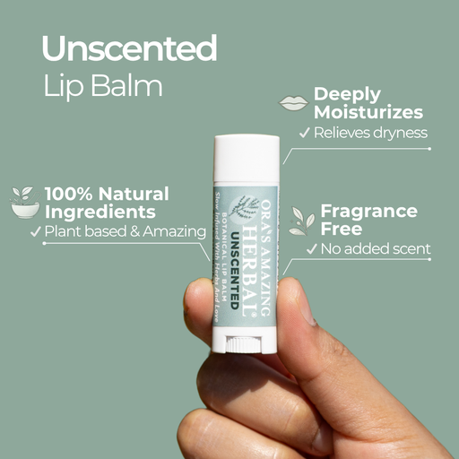 Ora's Amazing Herbal Natural Unscented Lip Balm, Fragrance Free Lip Balm Face Care Dark Sea Green