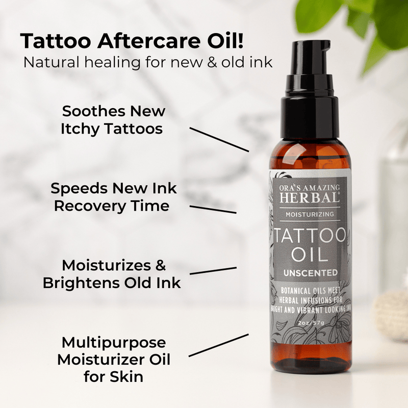 Ora's Amazing Herbal Tattoo Oil, Natural Tattoo Aftercare Lavender 2 oz