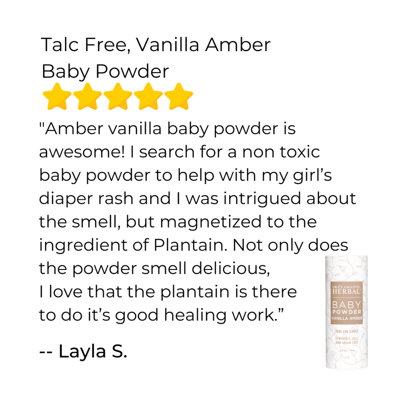 Ora's Amazing Herbal Talc Free Baby Powder, Real Vanilla Amber White Smoke Full Size 2.5 oz,Travel 2 Pack (0.5 oz x 2)