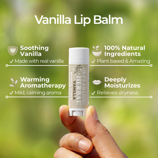 Ora's Amazing Herbal Natural Lip Balm, Herbal Infused, Vanilla Yellow Green