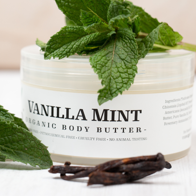 Una Biologicals® Vanilla Mint Body Butter | Natural Body Lotion | Una Biologicals Body Butter Dark Olive Green 6 oz,2 oz travel size