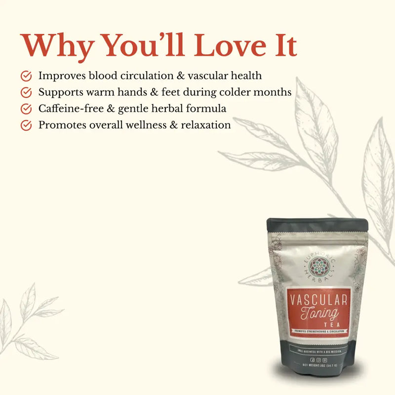 Euphoric Herbals Vascular Toning Tea Herbal Tea Seashell 30 Cup Servings