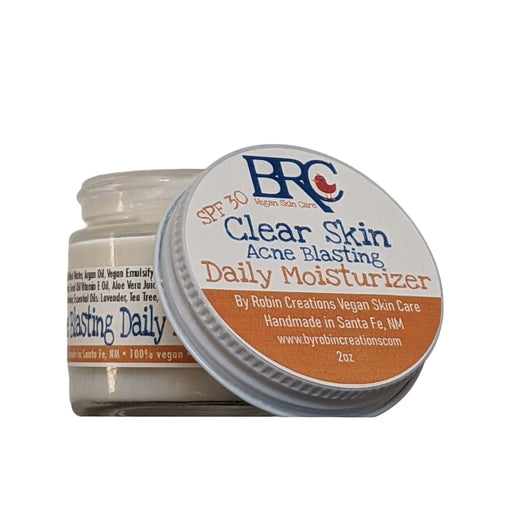 By Robin Creations Clear Skin Acne Blasting Daily SPF30 Facial Moisturizer Acne Treatments & Kits Gray Glass Jar (2oz) / Original (Tea Tree Lemon & Peppermint),Glass Jar (2oz) / Unscented