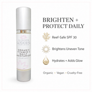 Glimmer Goddess® Organic Skin Care Organic Vitamin C Daily Moisturizer SPF 30 – Brightening Formula Moisturizers White Smoke 2 oz. JAR,2 oz. Airless Bottle - SUMMER VERSION