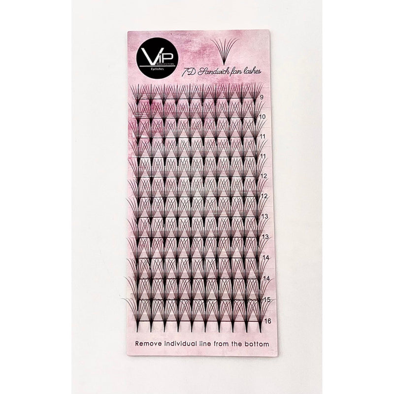 VIP Extensions VIP 7D Sandwich Fan Lashes 0.05mm 12 Lines, C Mix / D Mix, Regular and Large Trays Eyelash Extensions Misty Rose 05CMIX9-16