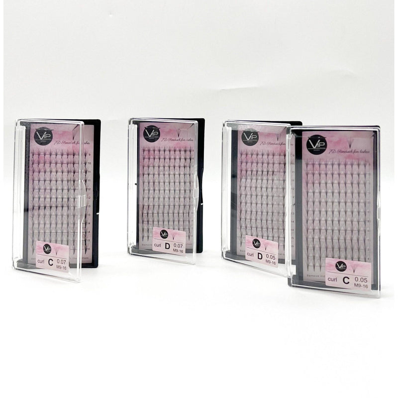 VIP Extensions VIP 7D Sandwich Fan Lashes 0.05mm 12 Lines, C Mix / D Mix, Regular and Large Trays Eyelash Extensions Lavender 05CMIX9-16