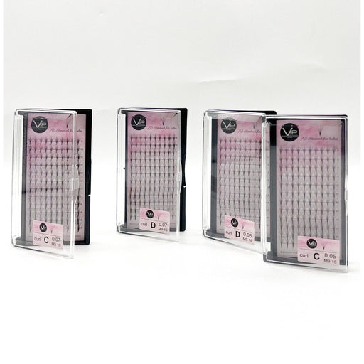 VIP Extensions VIP 7D Sandwich Fan Lashes 0.05mm 12 Lines, C Mix / D Mix, Regular and Large Trays Eyelash Extensions Lavender 05CMIX9-16