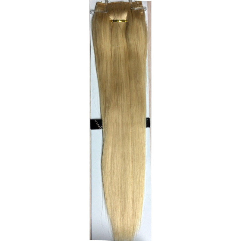 VIP Extensions VIP BandX Halo / Silky Straight 18" with Clip Hair Extension Sienna 1 Jet Black,1B Off Black,2 Dark Brown,4 Medium Brown,6 Light Brown,8 Ash Brown,10,16,22,24,27,30 Light Auburn,35,613 Bleach Blonde,18/22 Ash Blonde Highlight  Blonde,22/33D,27/613 Honey Blonde Highlight Bleach Blonde,26,130,33,350,P4/27 Chocolate Brown to