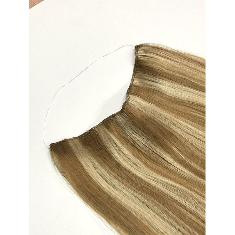 VIP Extensions VIP BandX Halo / Silky Straight 18" with Clip Hair Extension Seashell 1 Jet Black,1B Off Black,2 Dark Brown,4 Medium Brown,6 Light Brown,8 Ash Brown,10,16,22,24,27,30 Light Auburn,35,613 Bleach Blonde,18/22 Ash Blonde Highlight  Blonde,22/33D,27/613 Honey Blonde Highlight Bleach Blonde,26,130,33,350,P4/27 Chocolate Brown to