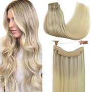 VIP Extensions VIP BandX Halo / Silky Straight 18" with Clip Hair Extension White Smoke 1 Jet Black,1B Off Black,2 Dark Brown,4 Medium Brown,6 Light Brown,8 Ash Brown,10,16,22,24,27,30 Light Auburn,35,613 Bleach Blonde,18/22 Ash Blonde Highlight  Blonde,22/33D,27/613 Honey Blonde Highlight Bleach Blonde,26,130,33,350,P4/27 Chocolate Brown to